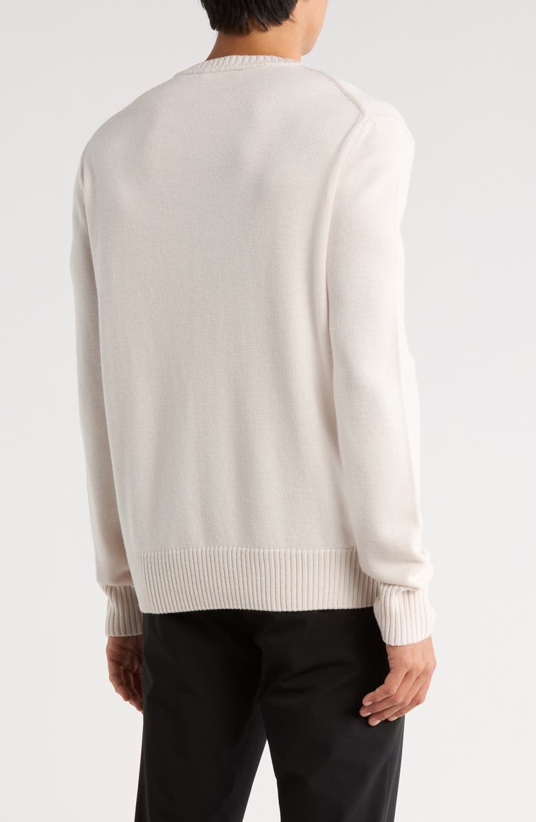 Bugatchi Embroidered Merino Wool Crewneck Sweater, Alternate, color, Chalk