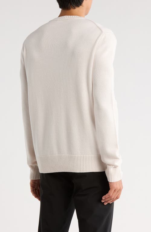 Bugatchi Embroidered Merino Wool Crewneck Sweater In White