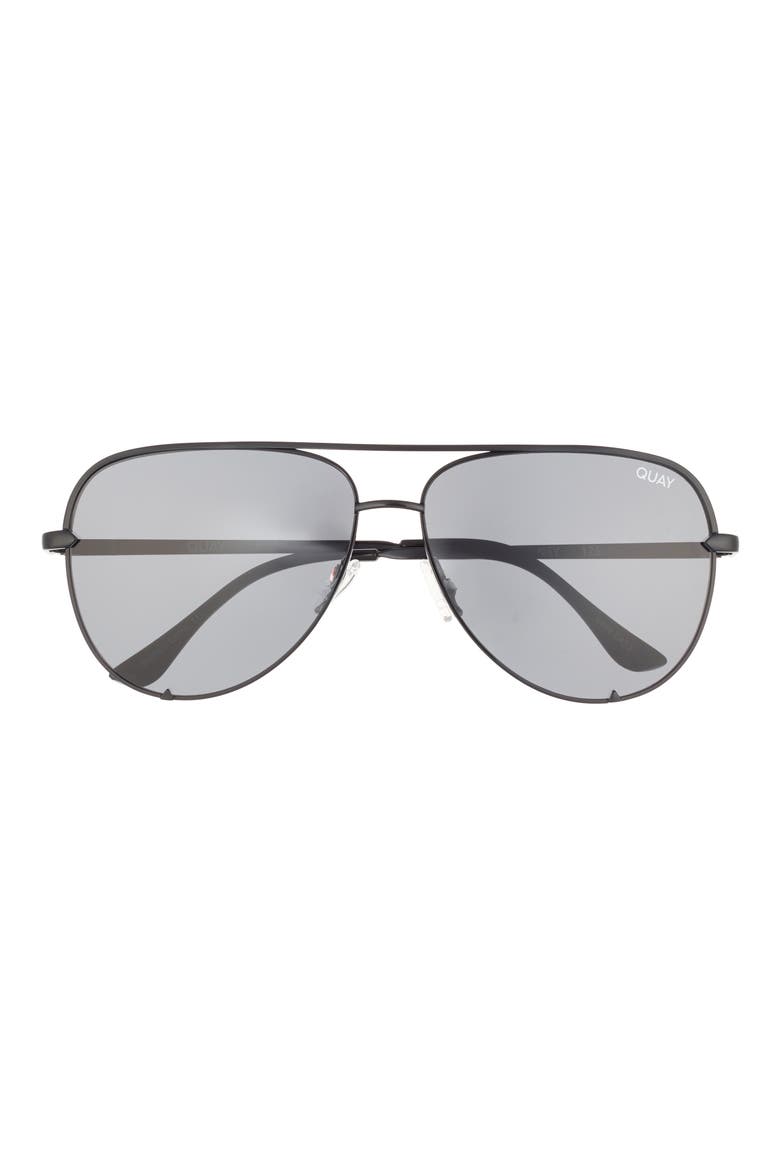 High Key 64mm Oversize Aviator Sunglasses, Main, color, BLK/SMKNP
