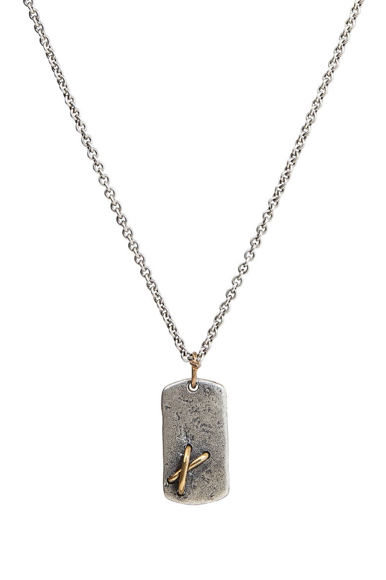 Sterling Silver Dog Tag Pendant Necklace, Main, color, MIXED METAL