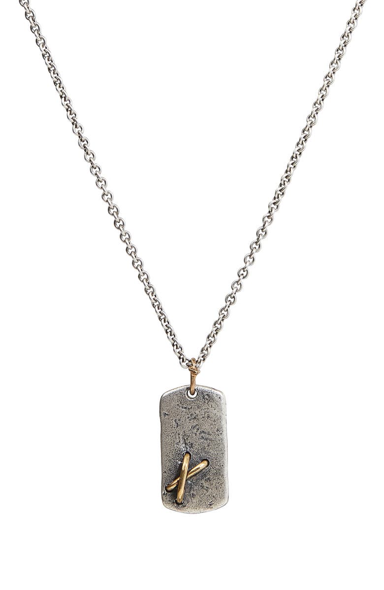 John Varvatos Sterling Silver Dog Tag Pendant Necklace, Main, color, 