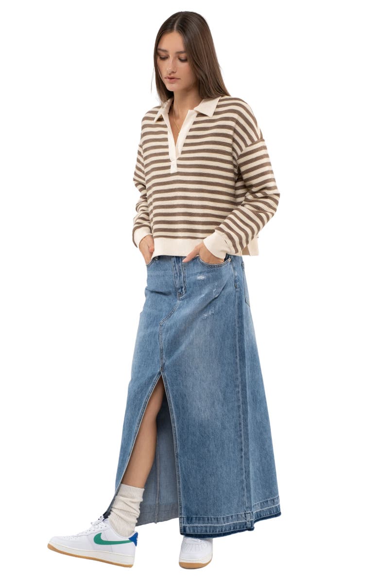 Blu Pepper Johnny Collar Long Sleeve Polo, Alternate, color, 