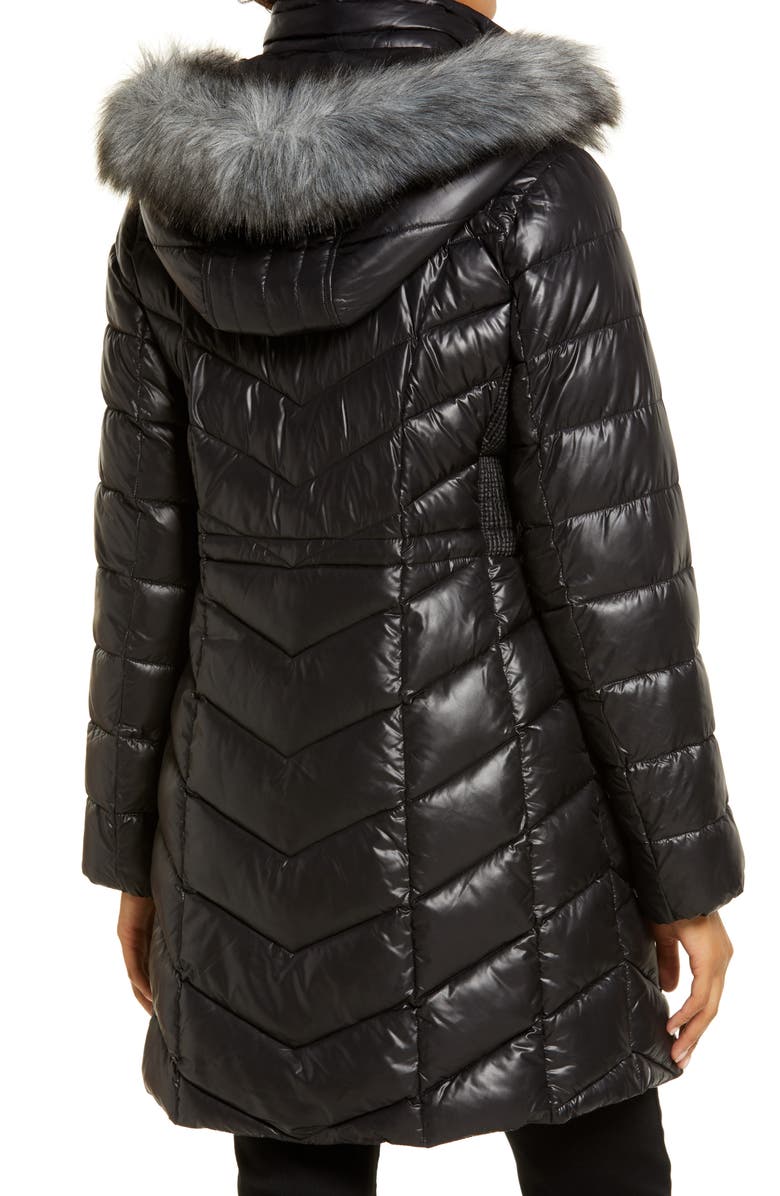 Gallery Faux Fur Trim Hooded Puffer Jacket, Alternate, color, 