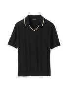 Paul Fredrick Cotton Crochet V-neck Polo