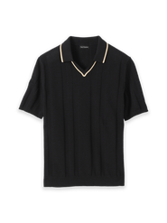 Paul Fredrick Cotton Crochet V-neck Polo