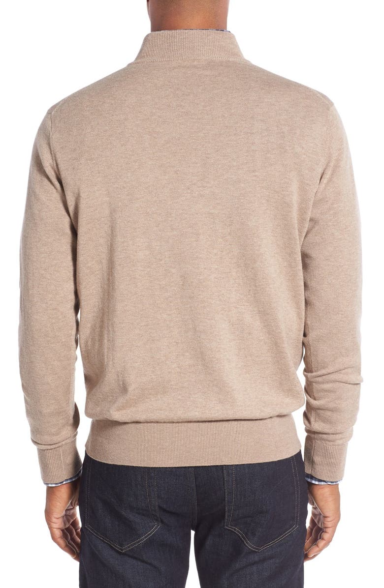 Peter Millar Mock Neck Quarter Zip Wool & Cotton Sweater, Alternate, color, 