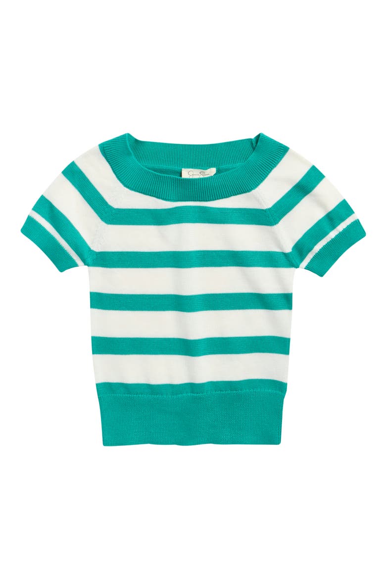 Kids' Stripe Short Sleeve Sweater, Main, color, GREEN