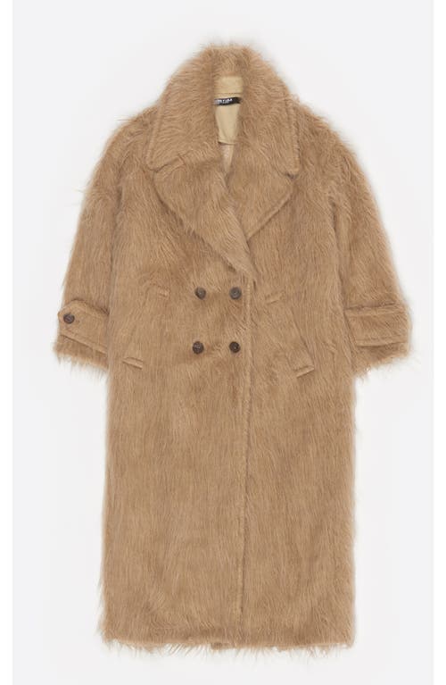 Bimba Y Lola Fur Tailored Coat In Brown
