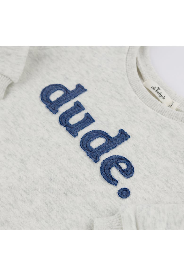 "Dude" Denim Applique Brooklyn Boxy, Alternate, color, Heather Grey