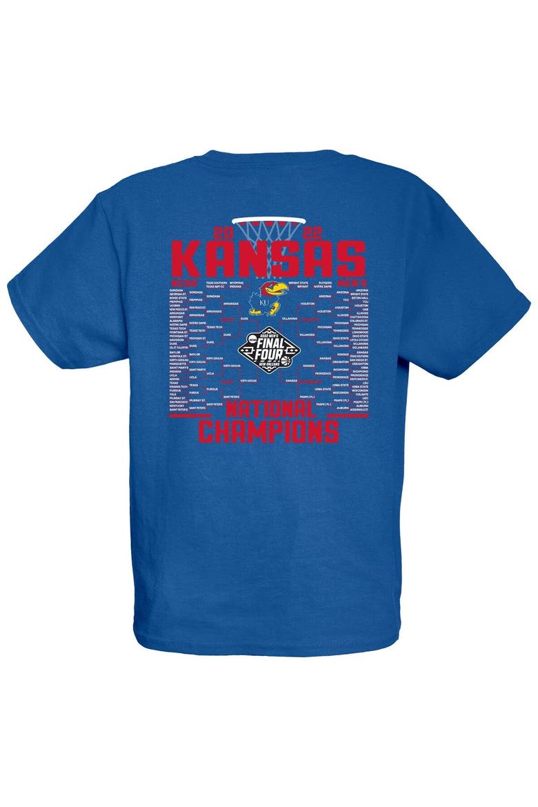 Youth Blue 84 Royal Kansas Jayhawks 2022 NCAA Men's Basketball National Champions Bracket T-Shirt, Alternate, color, Royal