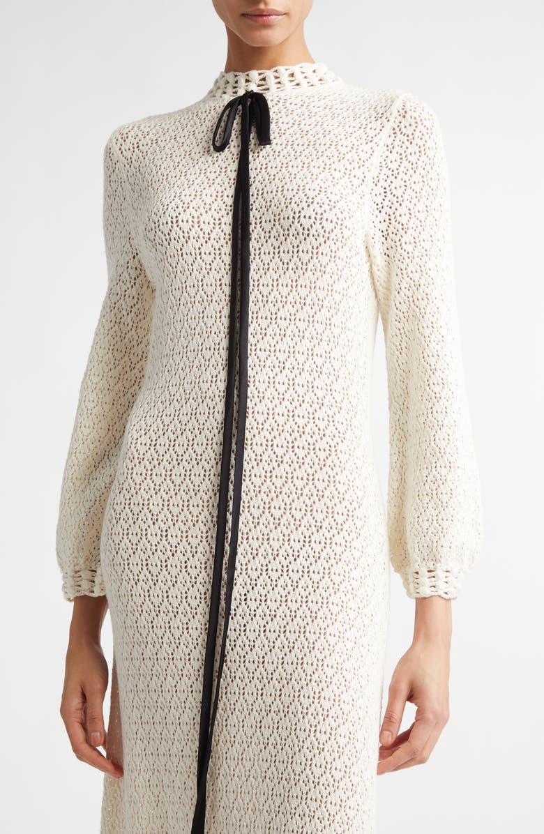 Tanner Fletcher Gender Inclusive Patsy Long Sleeve Pointelle Knit Sweater Dress, Alternate, color, 