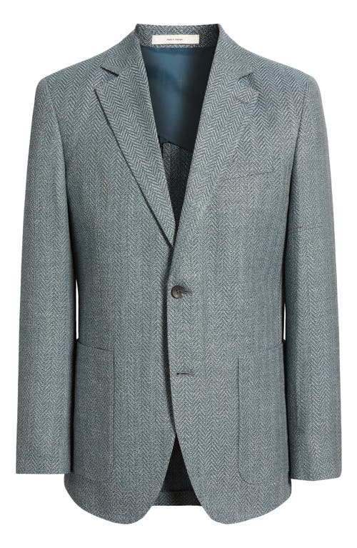 Nordstrom Wool & Linen Blend Herringbone Sport Coat In Teal Satori Herring Textr