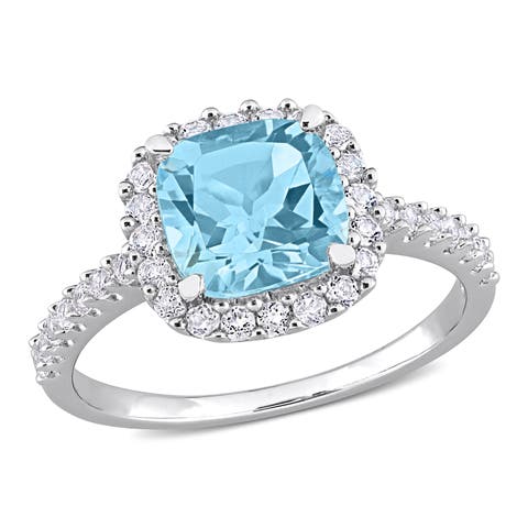 Gemstones Cushion Halo Ring