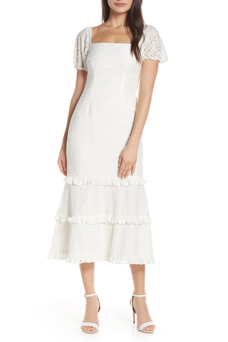 Higher Lace Midi Dress, Main, color, IVORY