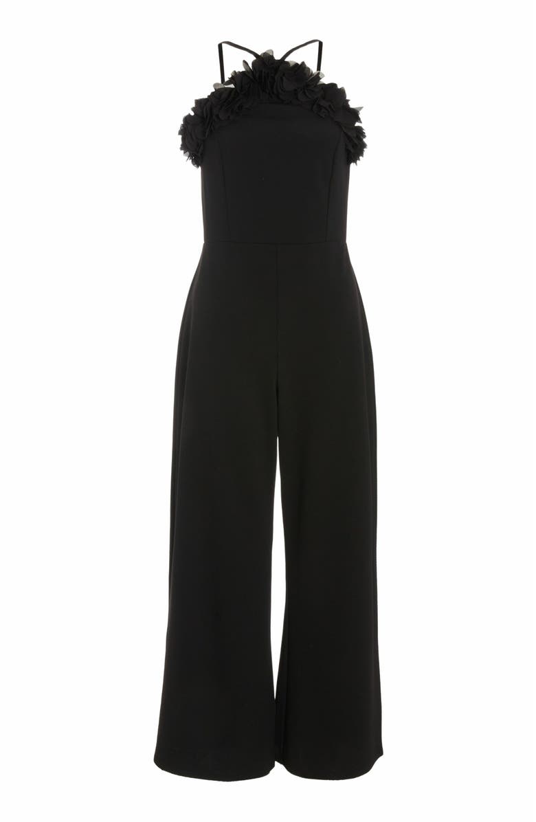 QUIZ Scuba Crepe Halter Palazzo Jumpsuit, Alternate, color, 