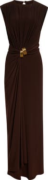 Brandon Maxwell The Serena Draped Jersey Maxi Dress