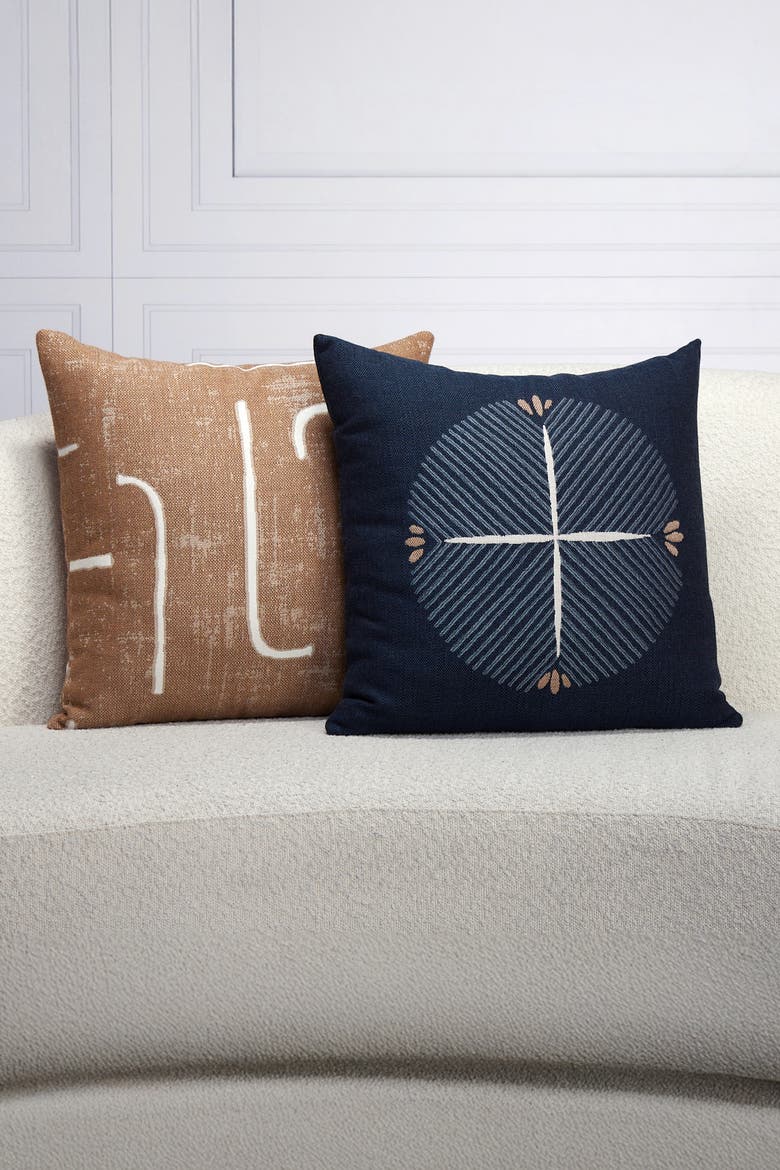 Direction Indigo Indoor & Outdoor Woven Accent Pillow, Alternate, color, Indigo