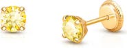 Tiny Blessings 14K Gold 4mm Crystal Birthstone Stud Screw Back Earrings