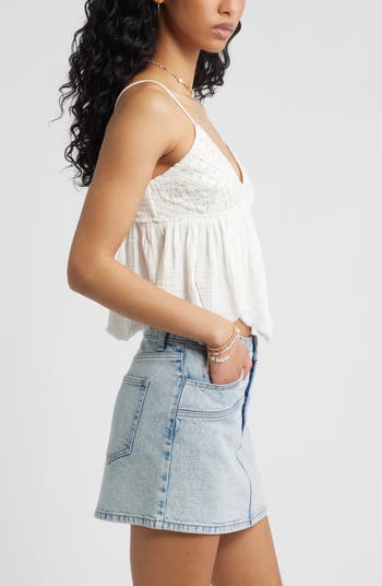 Lace & Cotton Gauze Babydoll Camisole