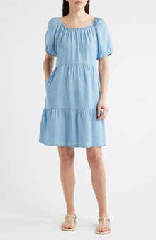 beachlunchlounge Amber Denim Tiered Dress