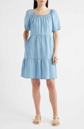 beachlunchlounge Amber Denim Tiered Dress