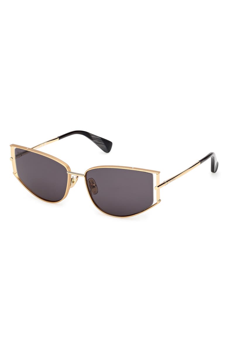 Max Mara Menton 58mm Cat Eye Sunglasses, Alternate, color, Deep Gold/ Black Horn/ Smoke