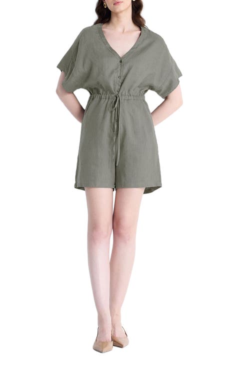 V neck Drawstring Romper