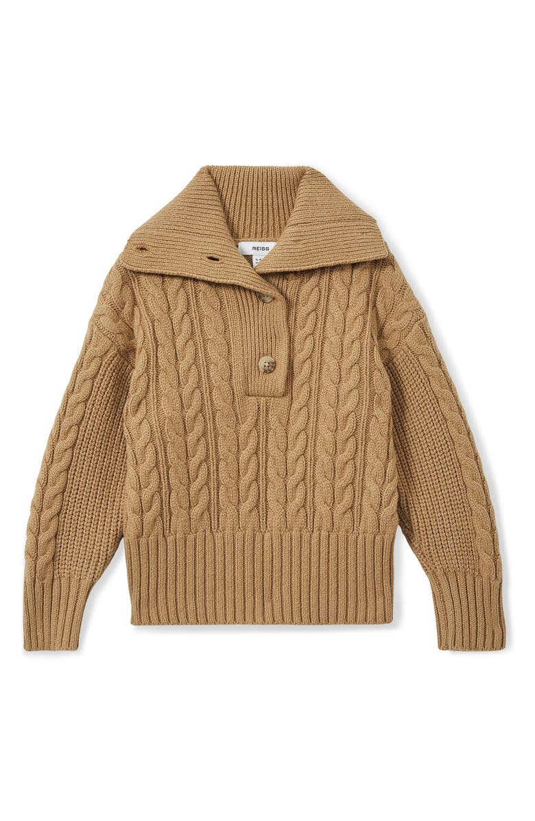 Reiss Kids' Etta Sr. Cable Knit Shawl Collar Sweater, Main, color, 