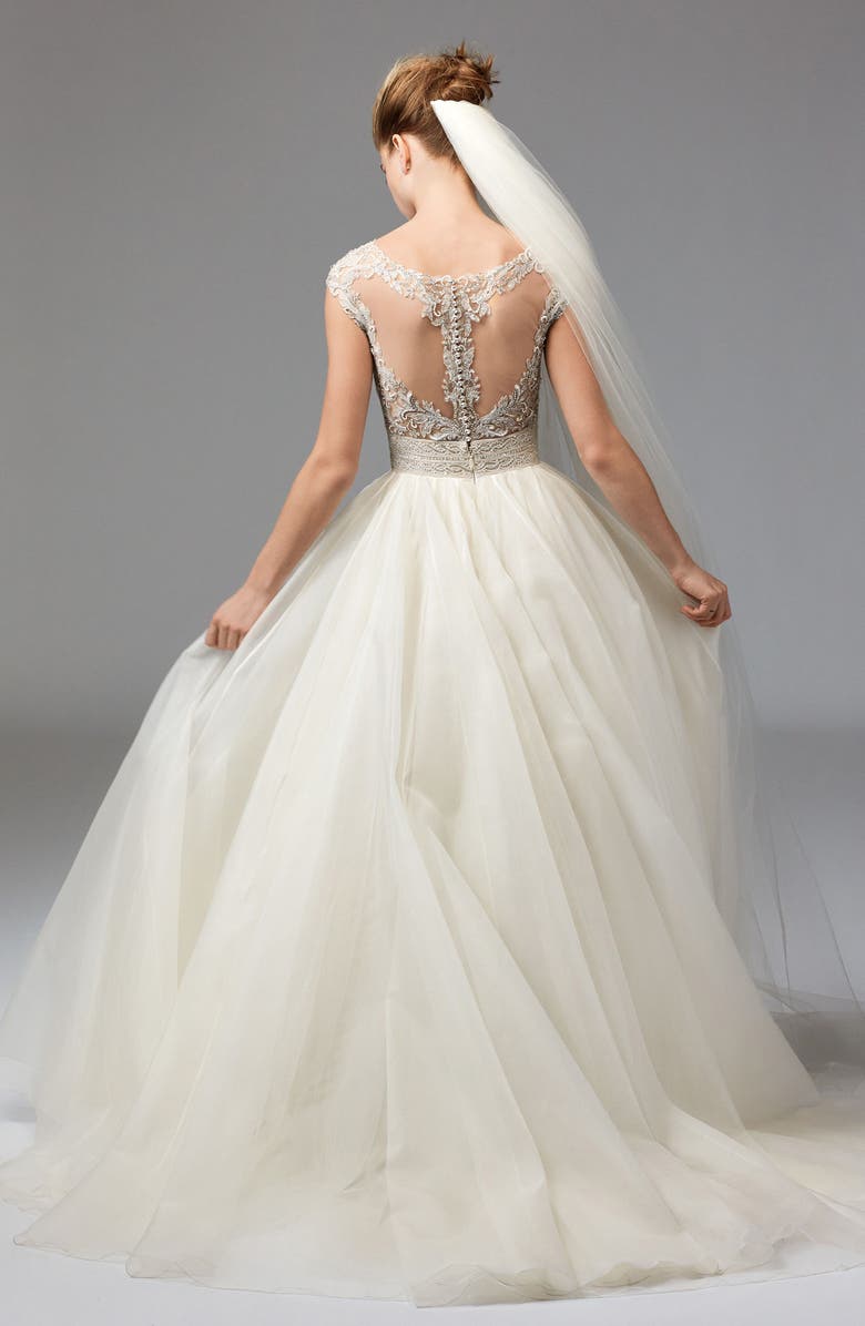 Watters Azalea Lace & Organza Ballgown Wedding Dress, Alternate, color, 