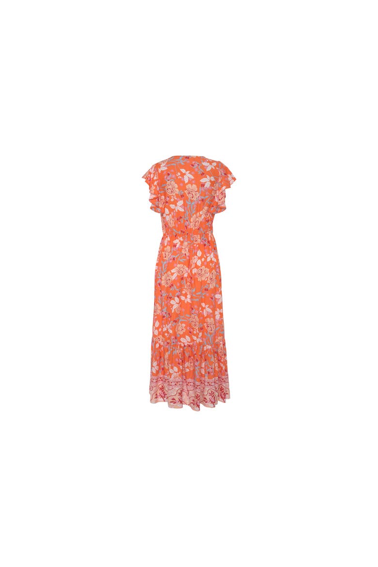 Floral V-Neck Maxi Dress, Alternate, color, Orange Multi