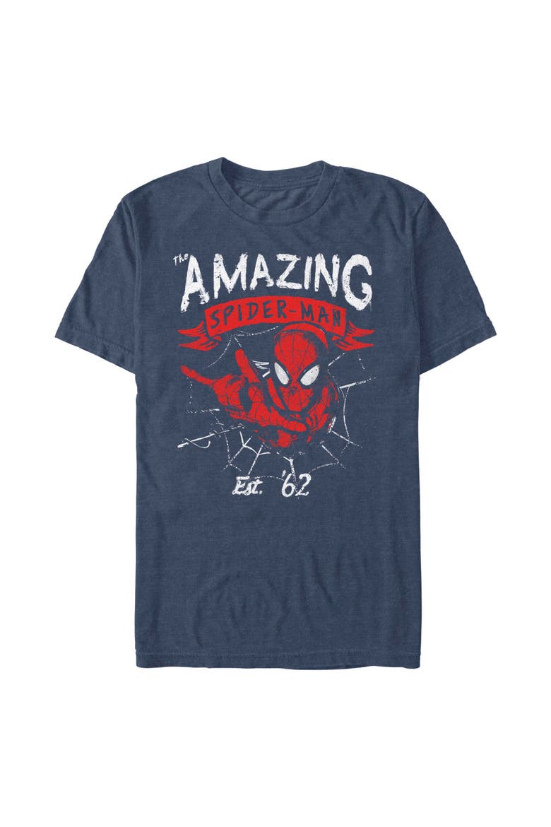 Men's Marvel Spider-Man Est 62  Graphic T-Shirt, Main, color, Navy Blue Heather