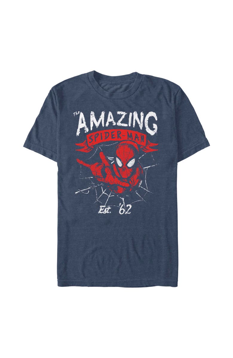 Marvel Men's Marvel Spider-Man Est 62 Graphic T-Shirt, Main, color, Navy Blue Heather