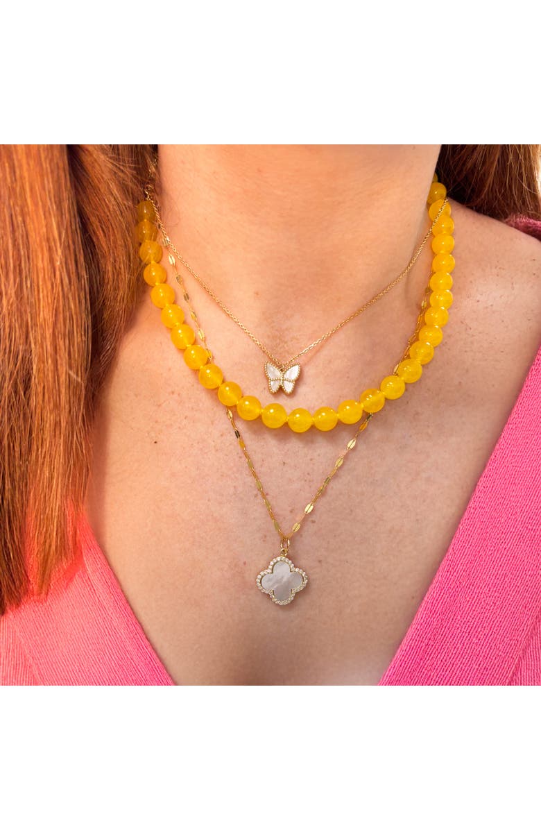 The Lovery Fine Jewelry Yellow Onyx Knotted Bead Necklace, Alternate, color, Yellow Onyx