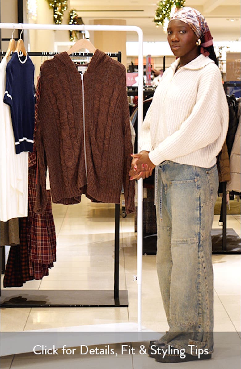 Dylan Cable Knit Zip-Up Hooded Sweater, sales video thumbnail