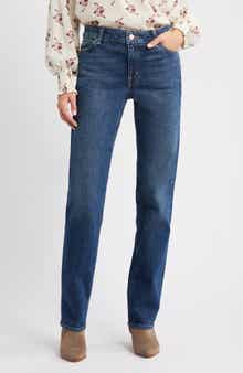 Treasure & Bond Mid Rise Straight Leg Jeans