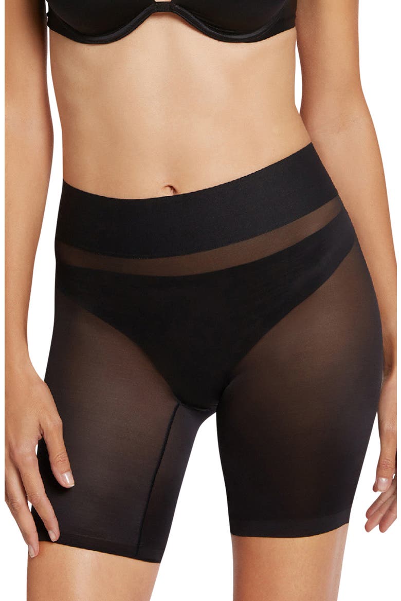 Sheer Touch Shaping Shorts, Main, color, BLACK