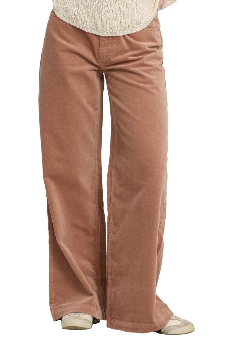 Uncut High Waist Wide Leg Corduroy Pants, Main, color, SUGAR ALMOND