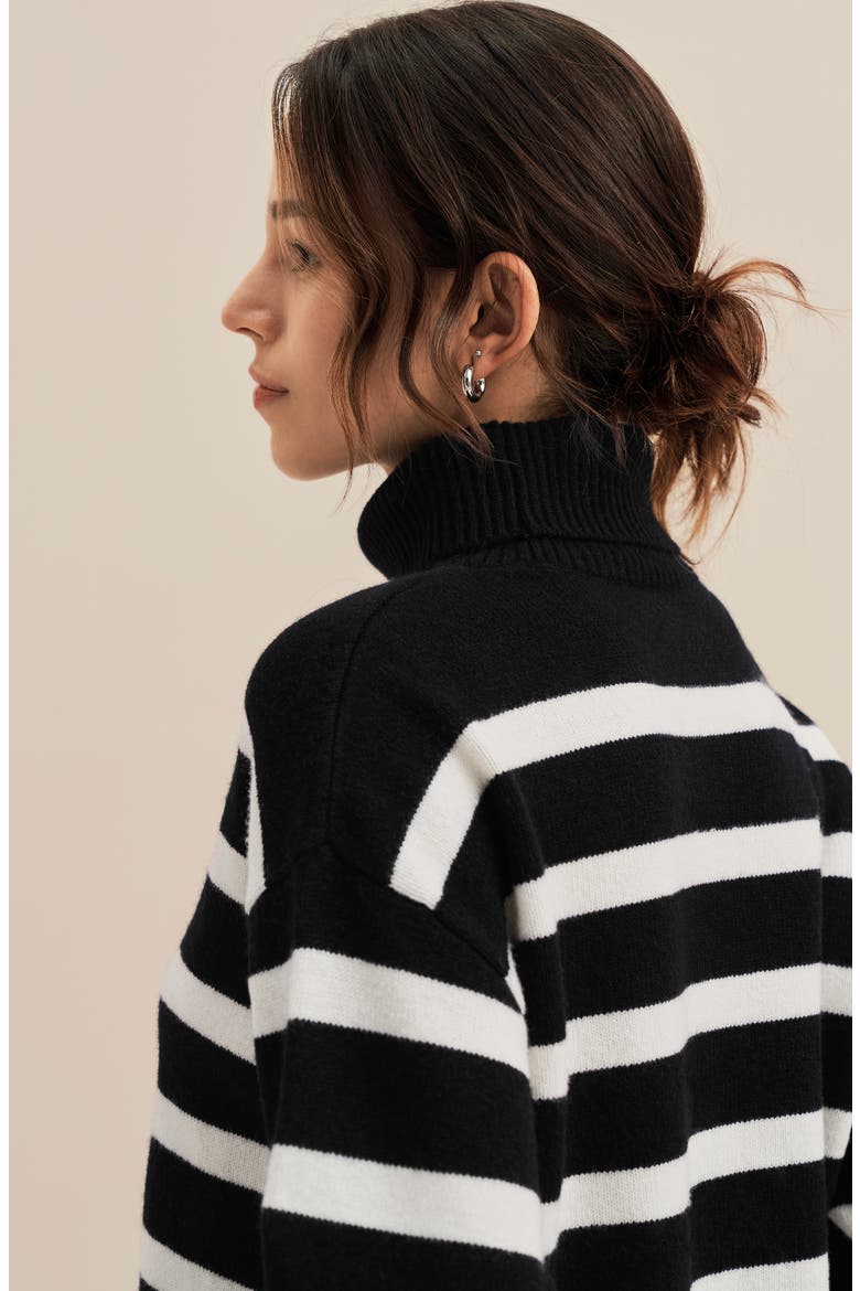 Women's Tarra Stripe Sweater, Alternate, color, Black