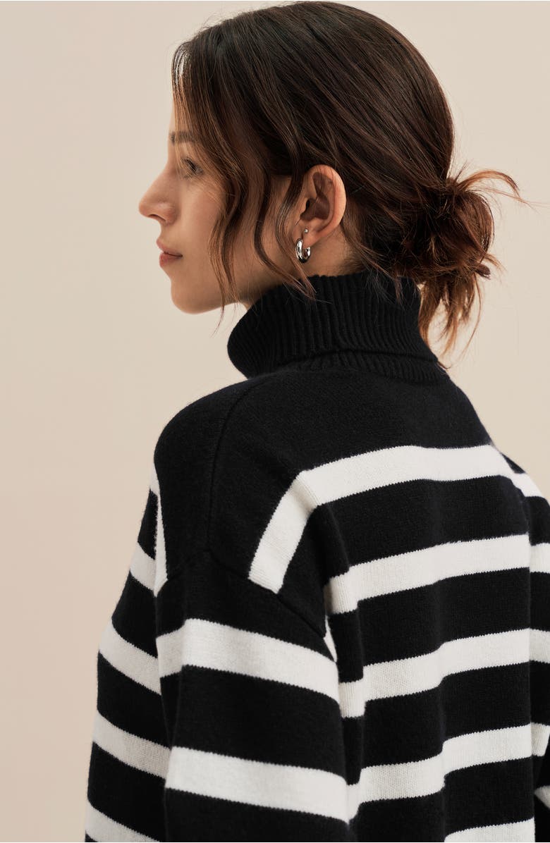 Lilysilk Women's Tarra Stripe Sweater, Alternate, color, Black