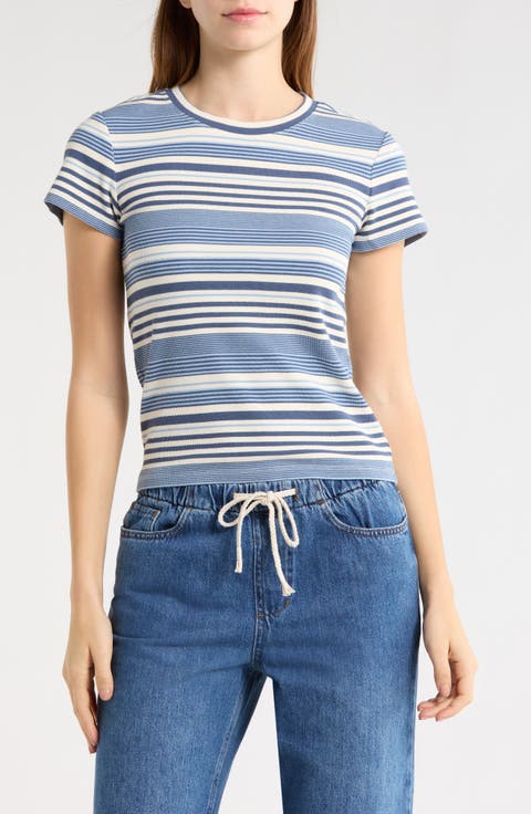 Lexi Rib Stripe Sun-In Crewneck T-Shirt