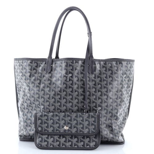 Pre-owned Goyard Goyard Anjou Reversible Tote Coated Canvas Pm In Gray