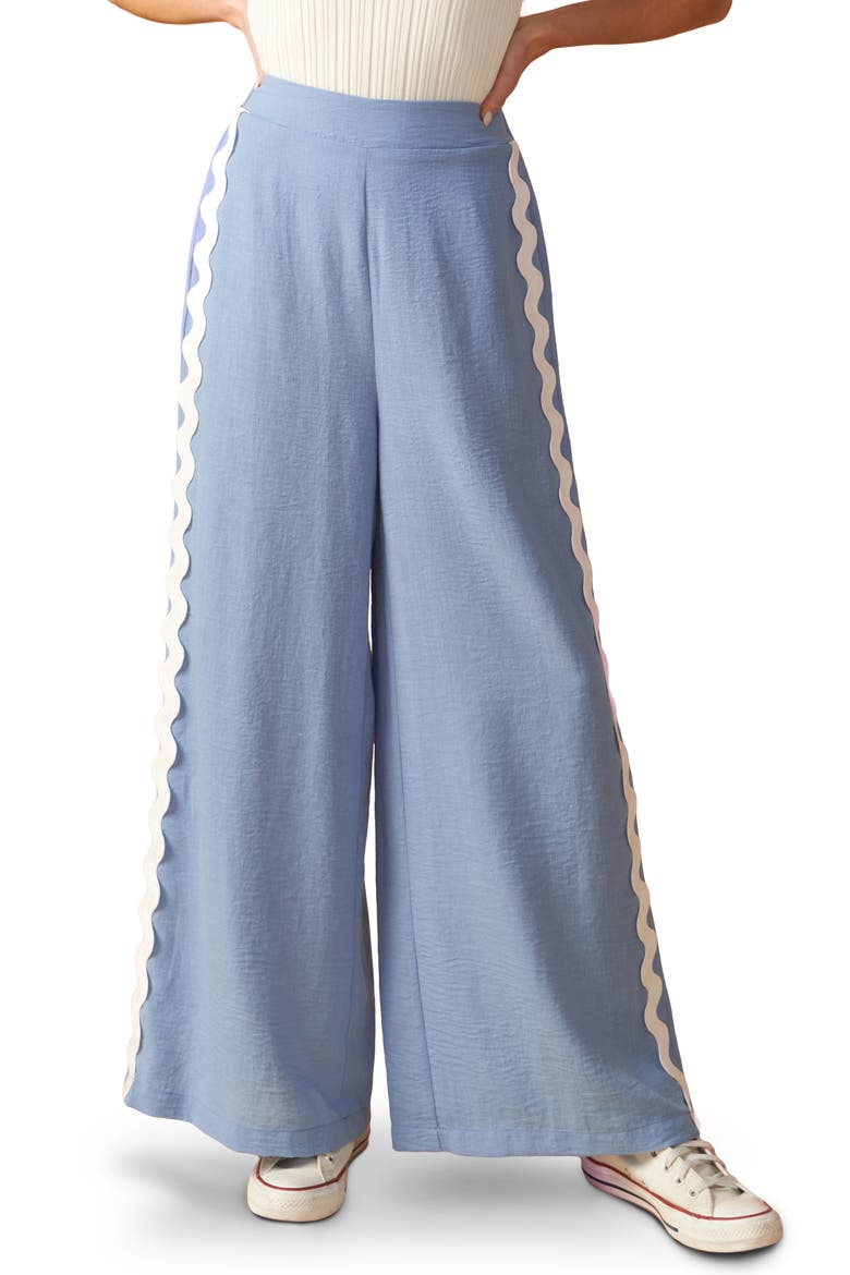 Wavy Wide Leg Pants, Main, color, BLUE