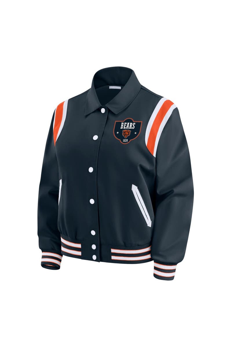 WEAR by Erin Andrews Women's WEAR by Erin Andrews Navy Chicago Bears Varsity Lightweight Full-Snap Jacket, Alternate, color, Navy