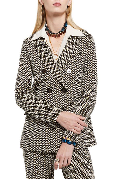 Printed Double Breasted Blazer