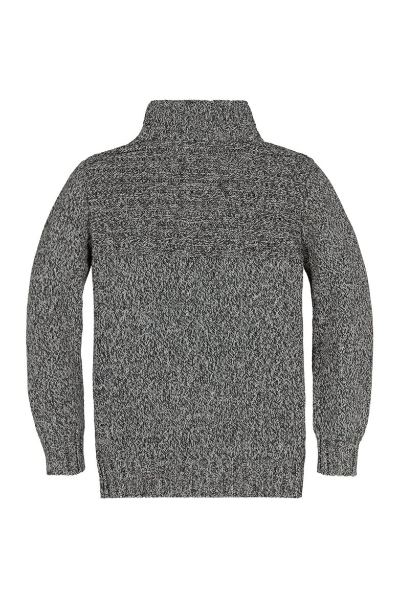 Baby Boys' Mock Neck Button Placket Sweater, Infant, Alternate, color, Charcoal Marl Rib Yoke