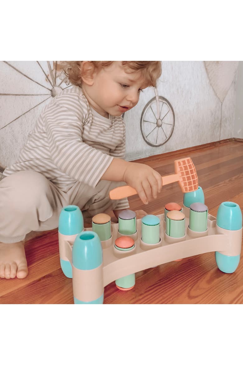 Playeco+ Hammer Peggy Peg Pounding Toy, Interactive Colorful Board, Alternate, color, Multicolored
