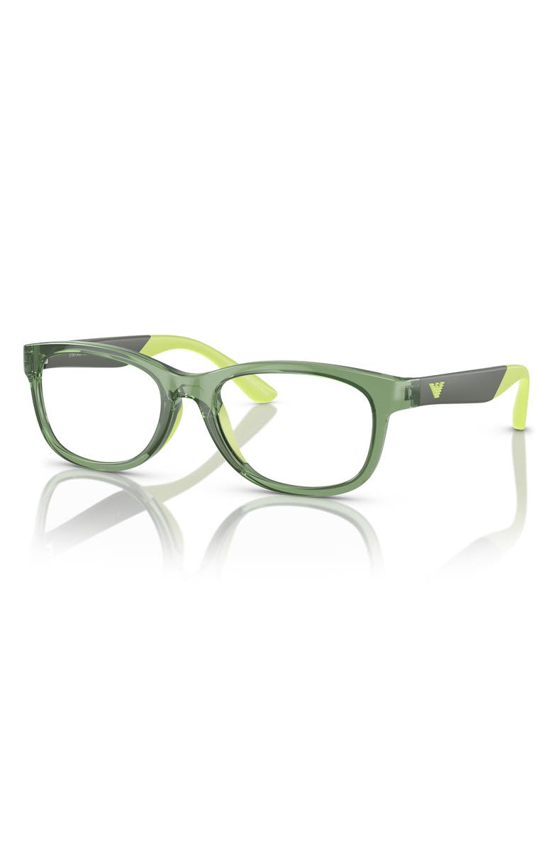 Emporio Armani Kids' 47mm Pillow Optical Glasses, Alternate, color, Shiny Green / Demo Lens