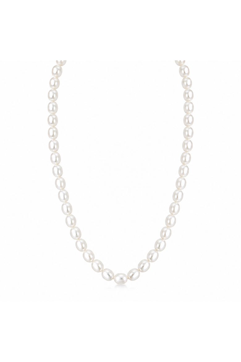 Oval Pearl Necklace, Main, color, White