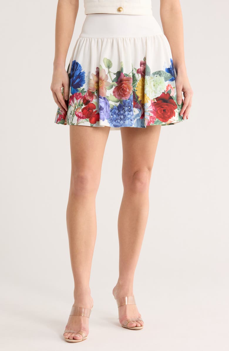 Alice + Olivia Ella Drop Waist Miniskirt, Main, color, Garden Brunch Off White