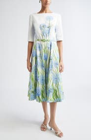 Oscar de la Renta Allium Cotton Stretch Poplin Belted Dress
